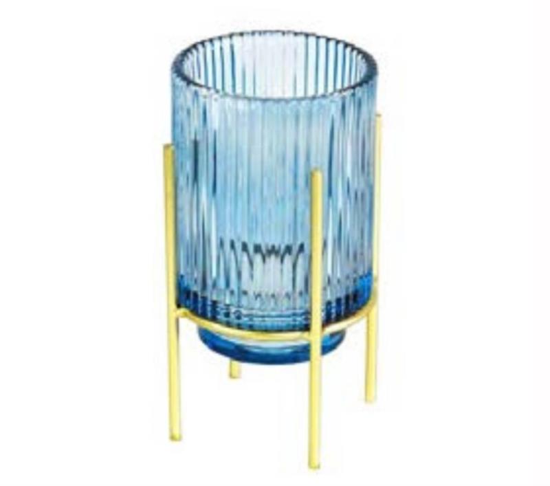 Vaso Moderno Metal e Vidro 18x9x9